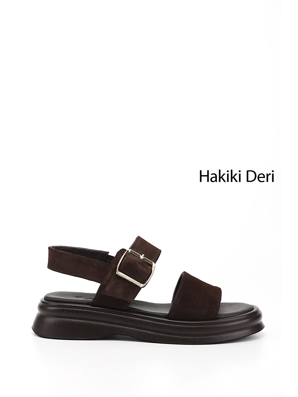 Kahverengi Kadın AÇIK KAHVERENGİ Tokalı Bantlı Hakiki Deri Sandalet