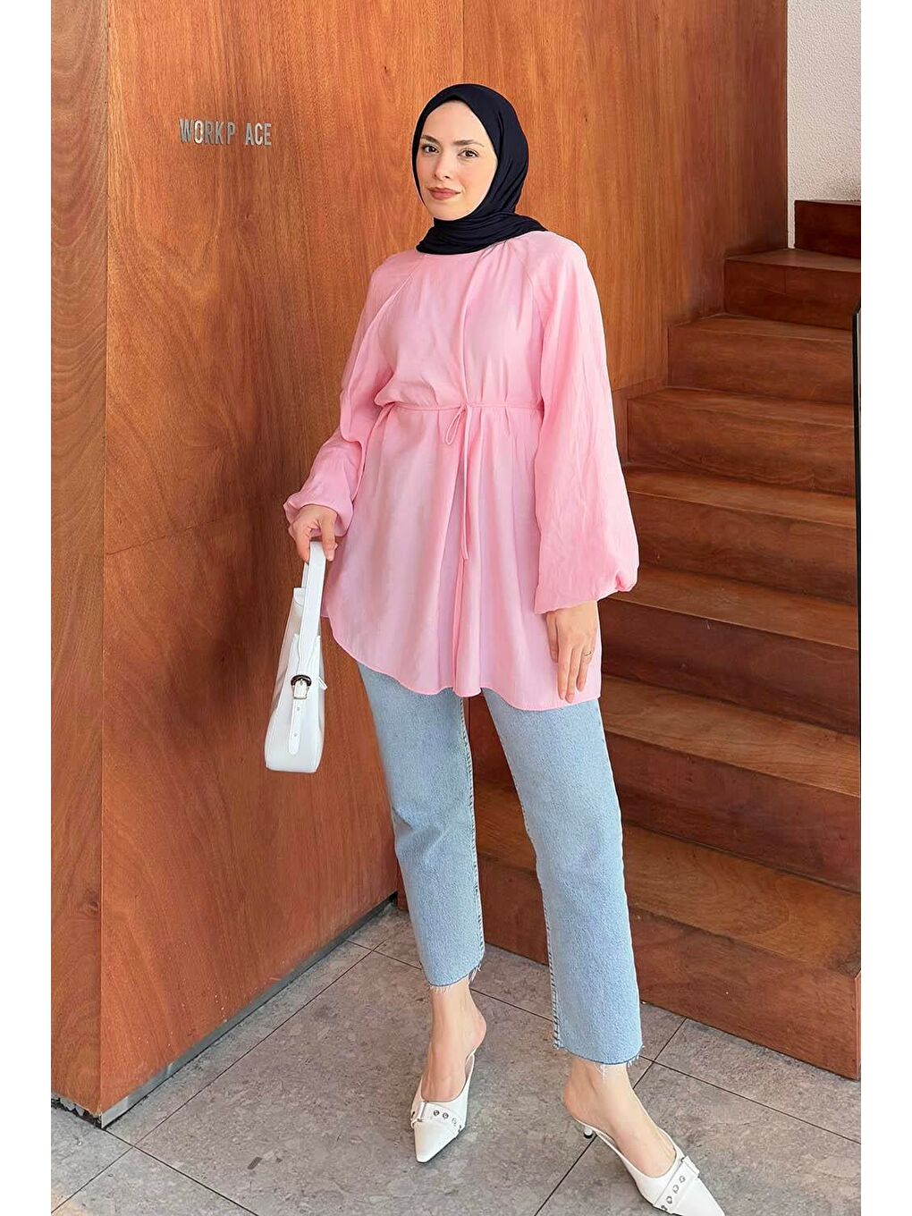 Kuşak Bağlamalı Tunik Şeker Pembesi