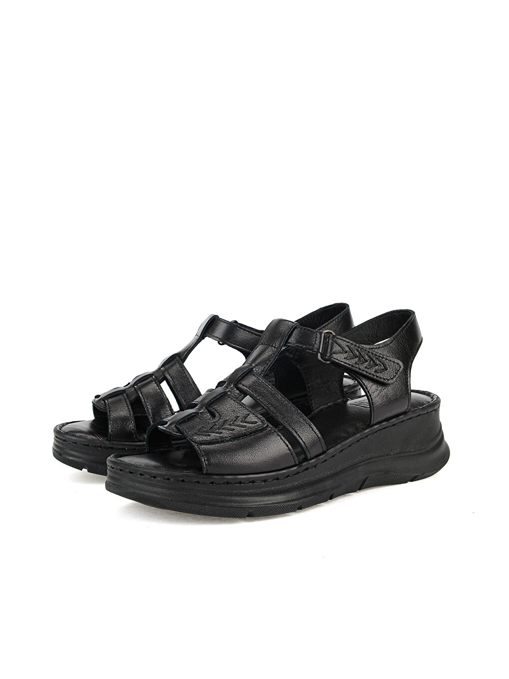 Kadın Hakiki Deri Konfor Sandalet 1611051Z110 Siyah-4