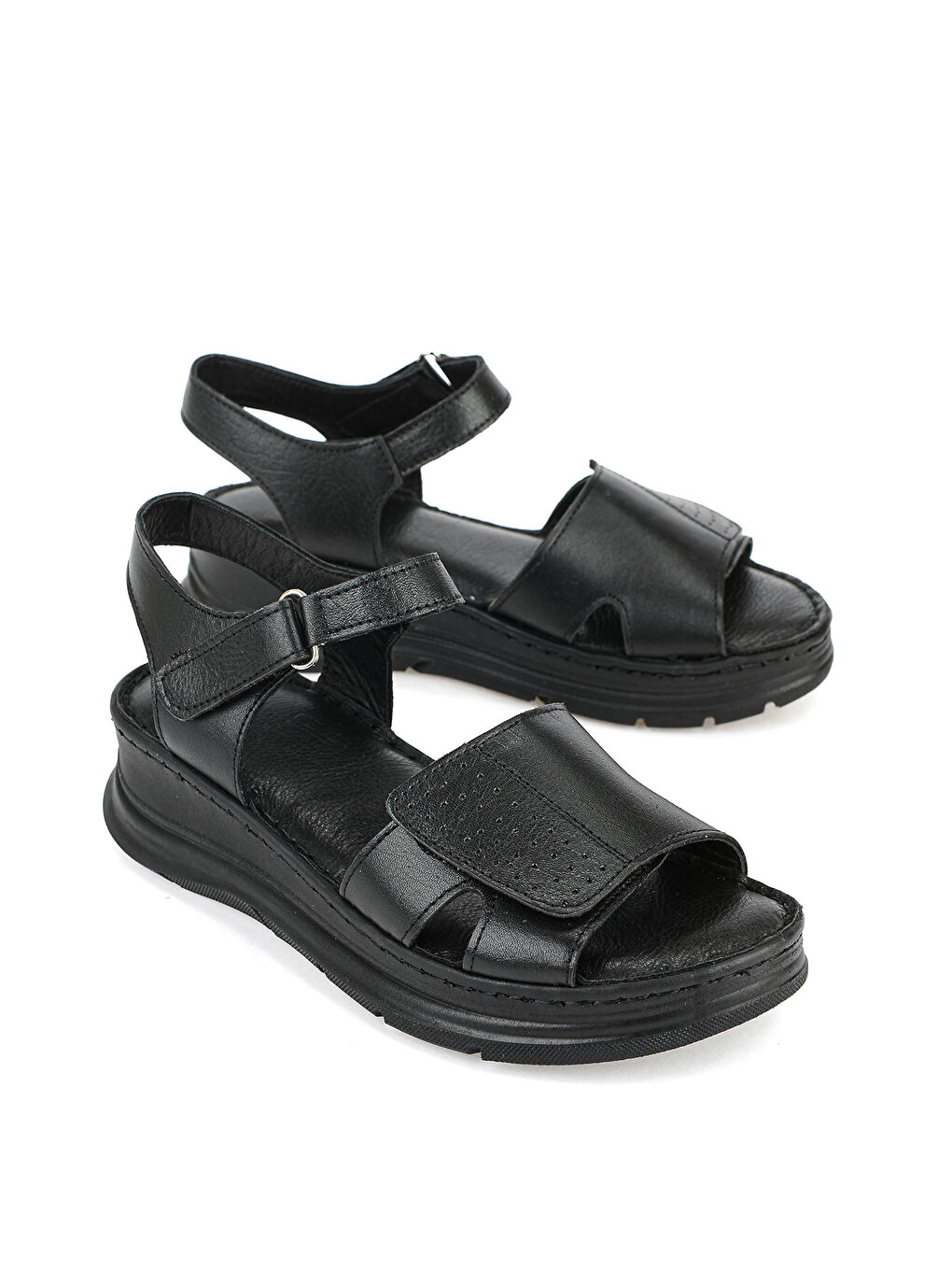 Kadın Hakiki Deri Konfor Sandalet 1611051Z7110 Siyah-1