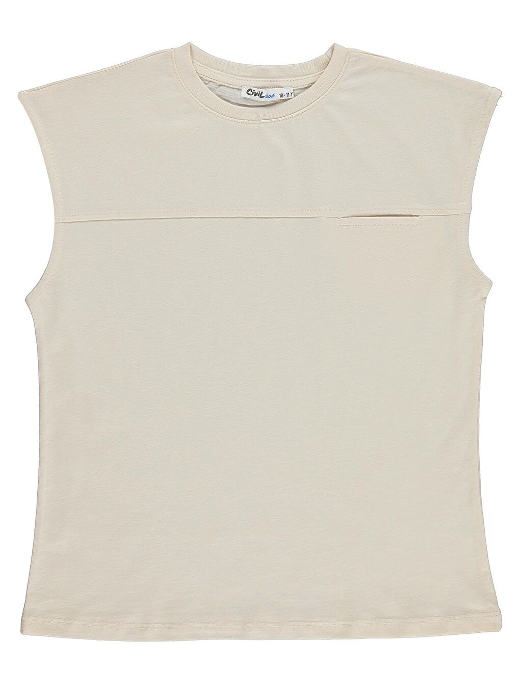 Boys Basic Sıfır Kol 10-13 Yaş Tişört - Ekru
