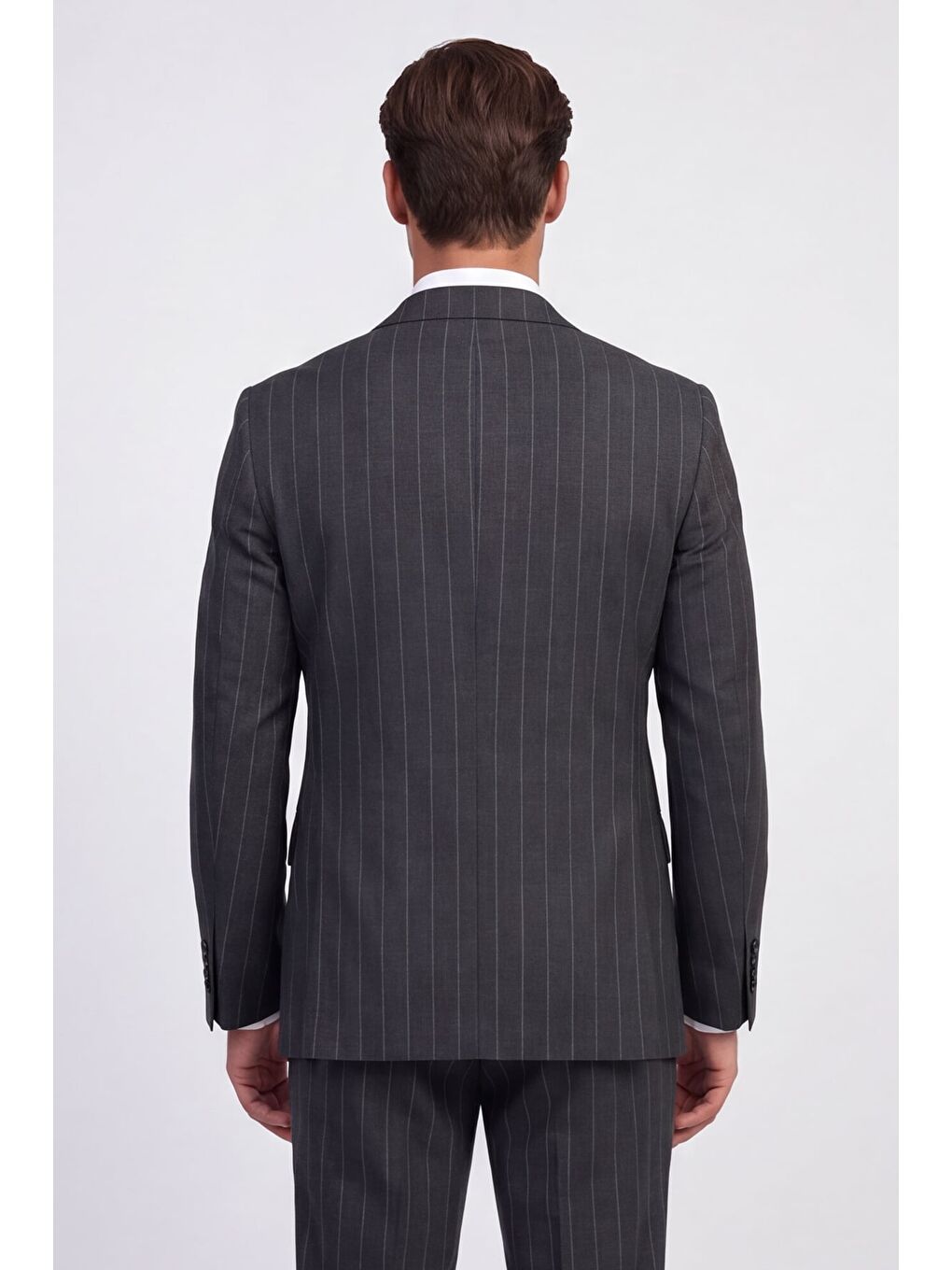 Giotelli Erkek Gri Dar Kesim Slim Fit Viskon Dokuma Mono Yaka 6 Drop Yelekli Takım Elbise-5