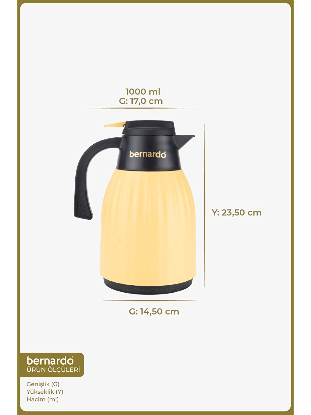 Sarı Elantra Cam Termos Hardal 1 Litre-1