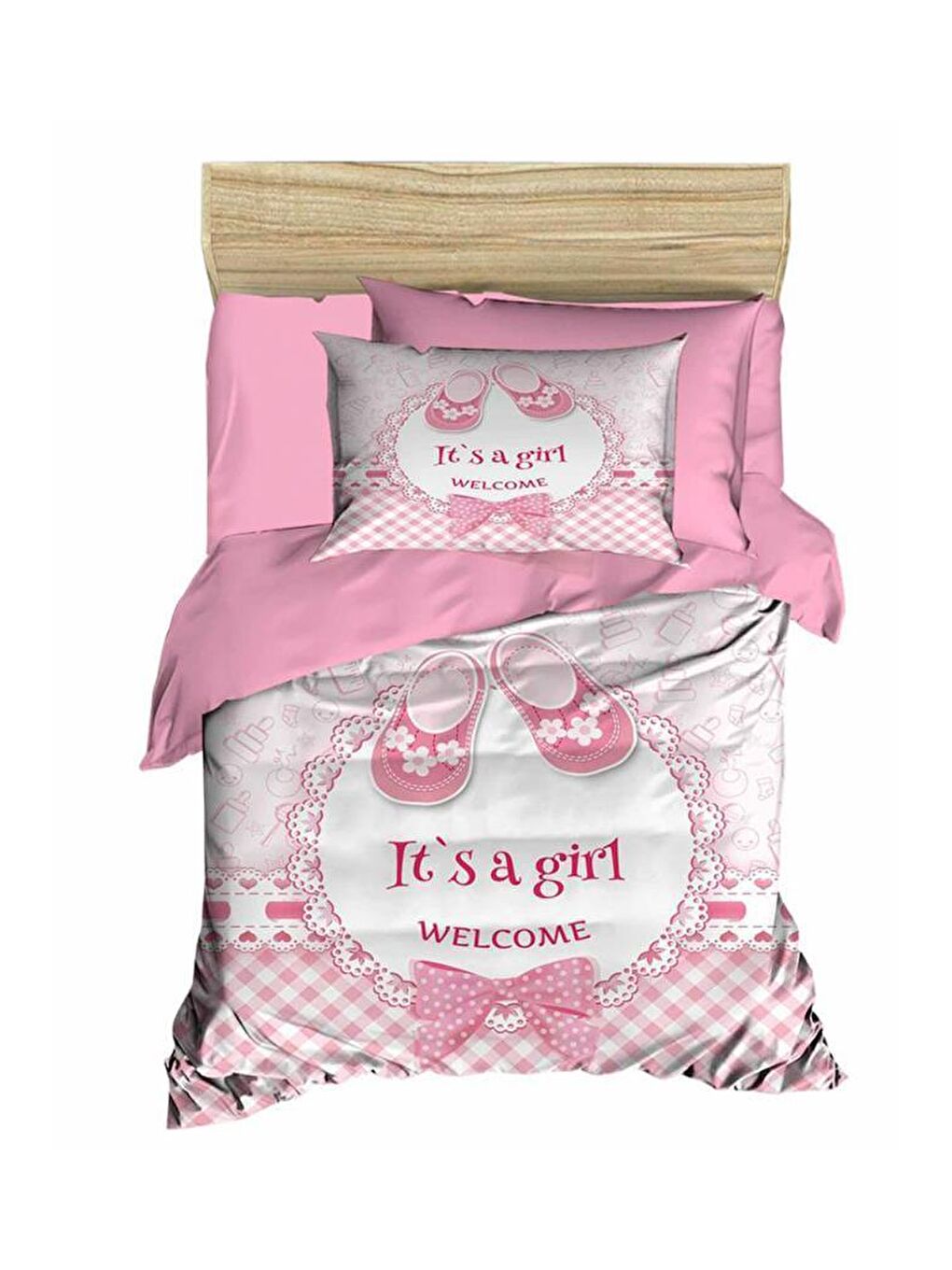 Dijital Baskılı 3d Bebek Nevresim Takımı Girl Pembe-1