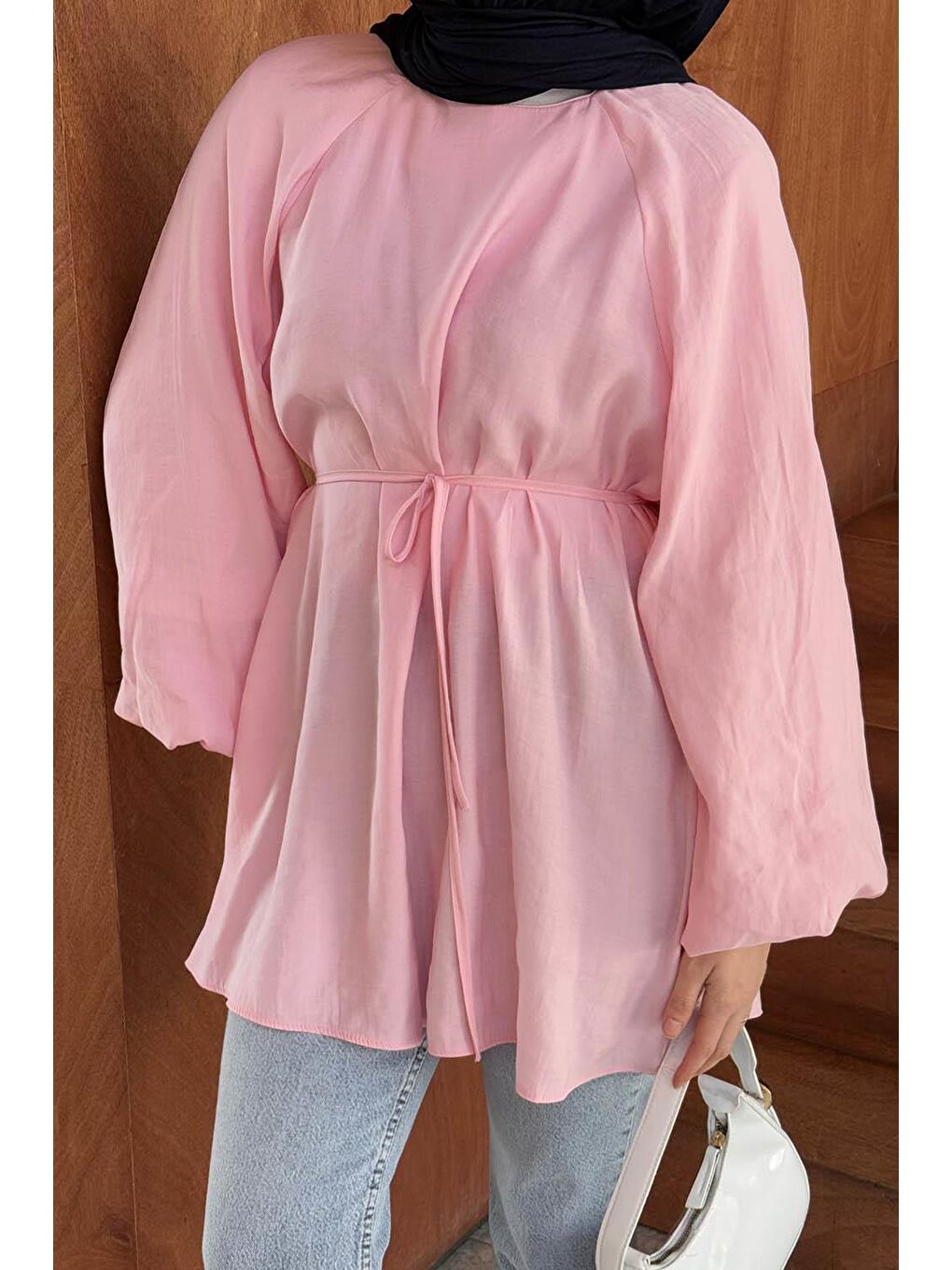 Kuşak Bağlamalı Tunik Şeker Pembesi-2