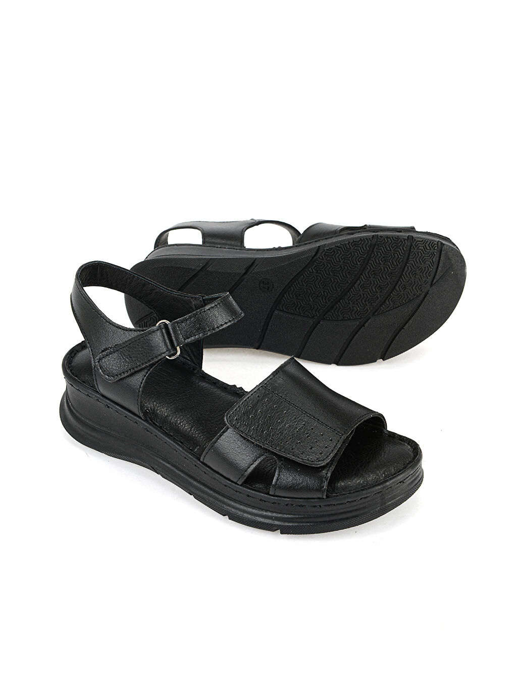 Kadın Hakiki Deri Konfor Sandalet 1611051Z7110 Siyah-3