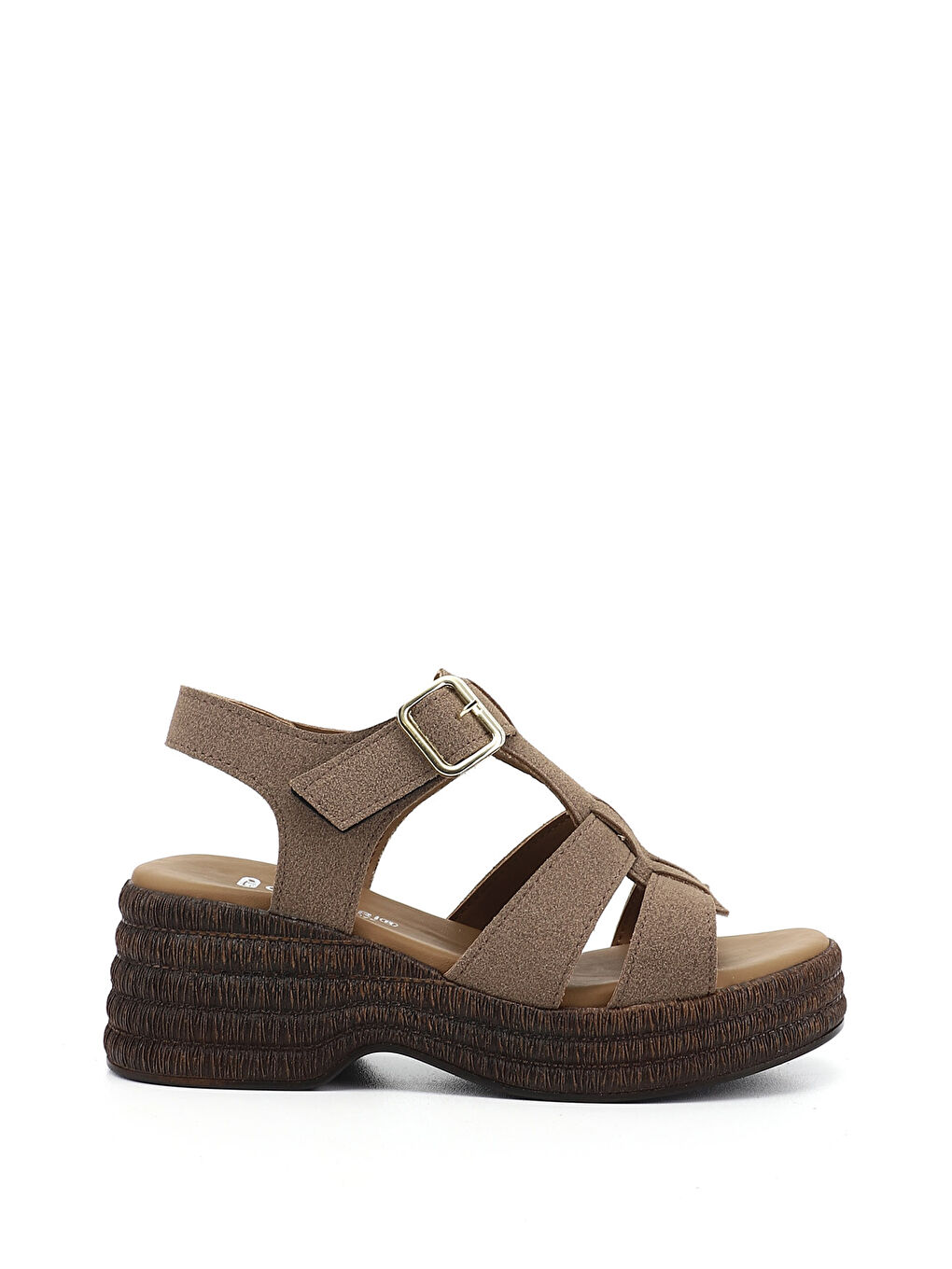 Kahverengi Kadın AÇIK VİZON Dolgu Topuk Sandalet