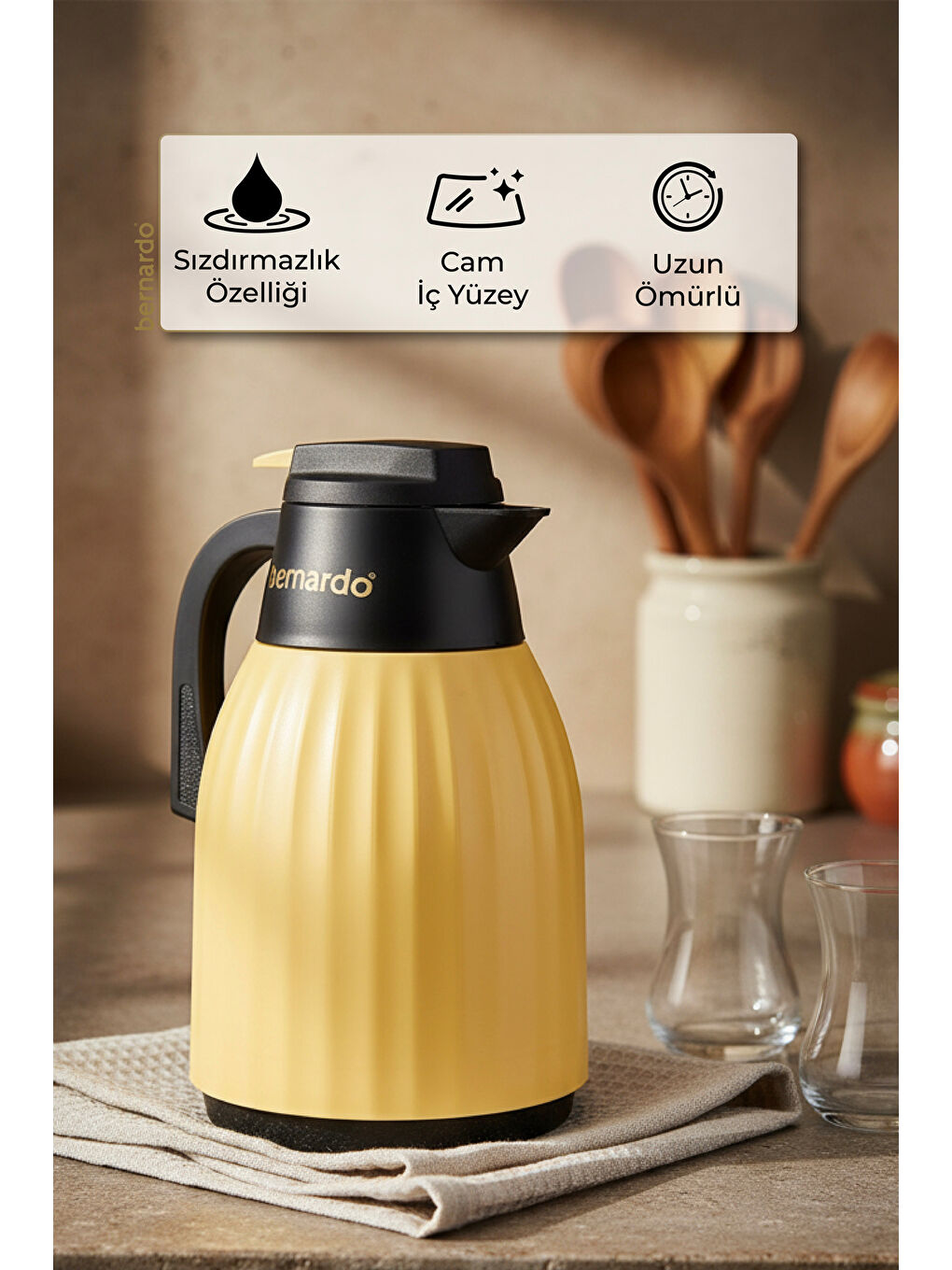 Sarı Elantra Cam Termos Hardal 1 Litre-4