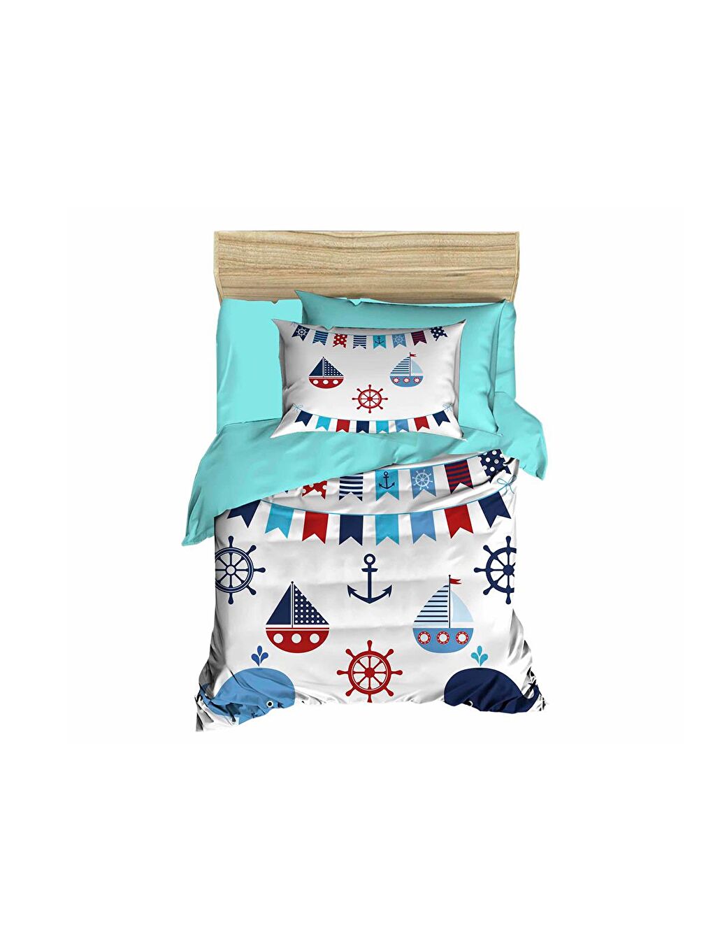 Dijital Baskılı 3d Bebek Nevresim Takımı Dolphin Mint Yeşili