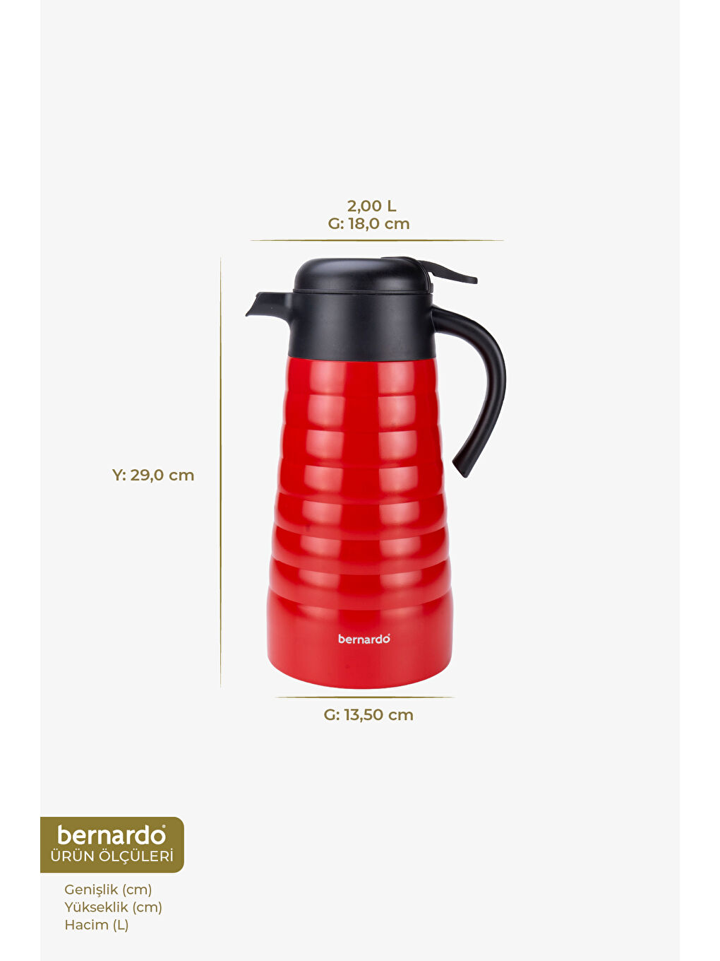 Nora 2 Litre Çelik Termos Kırmızı-1