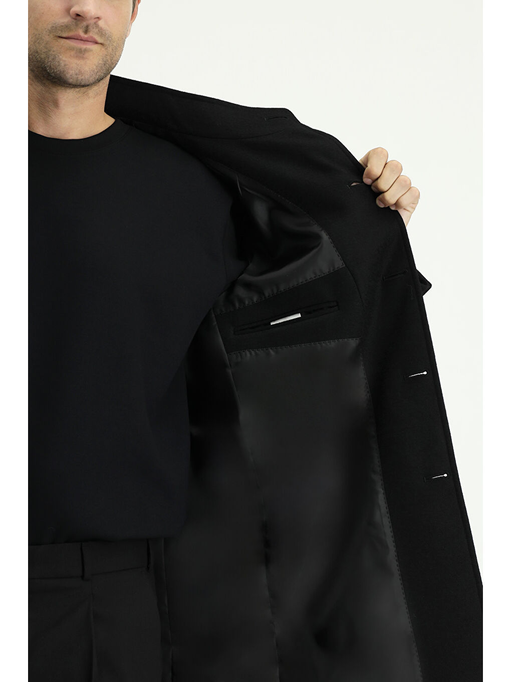 Siyah Yünlü Klasik Kaban-4