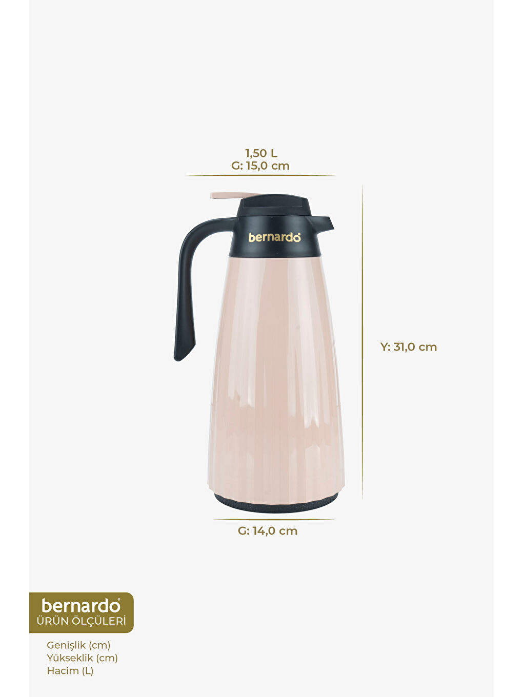 Pembe Velana Cam Termos Pudra 1.5 Litre-1