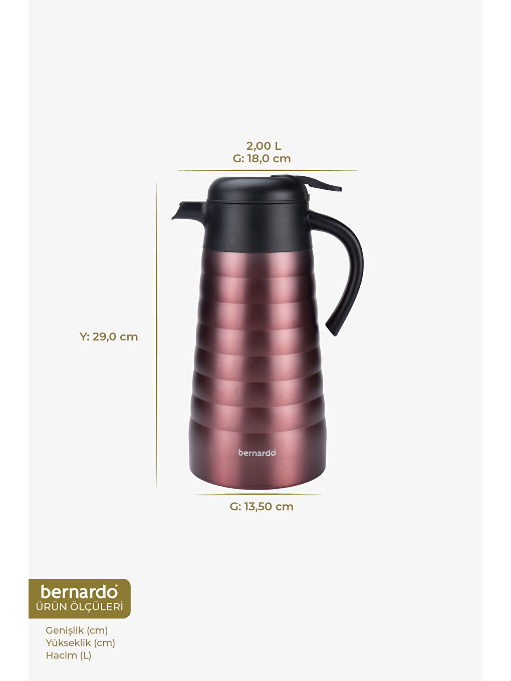 Pembe Nora 2 Litre Çelik Termos Rose-1