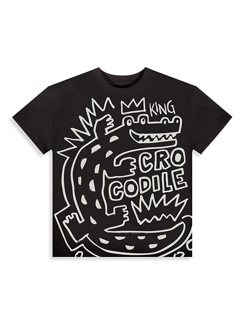 Erkek Çocuk Takım Croco Siyah T-Shirt Ve Çizgili Keten Görünümlü Yazlık Şort-5