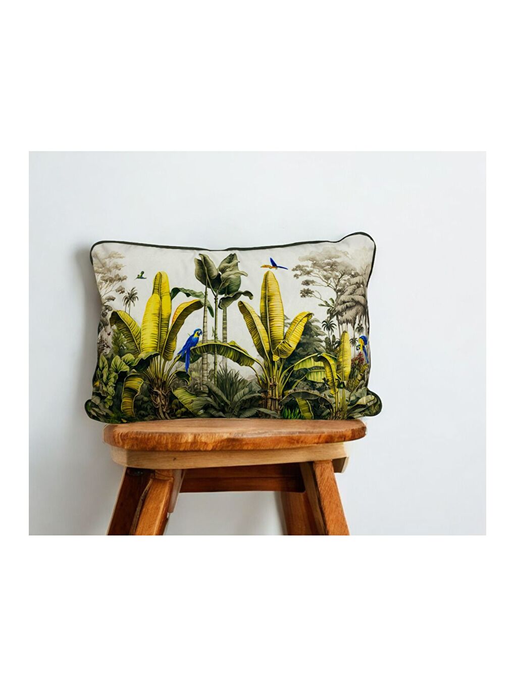 Yeşil Bitki Desen Biyeli Dekoratif Kırlent Kılıfı 40x60-1