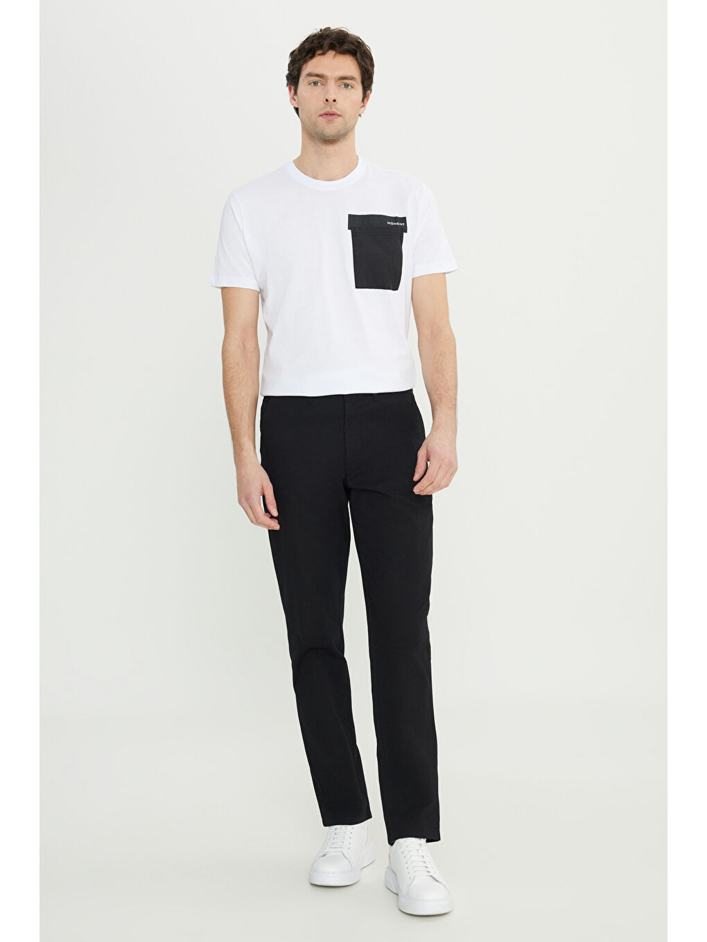 Erkek Siyah Comfort Fit Rahat Kesim Pamuklu Esnek Armürlü Yan Cep Pantolon-1