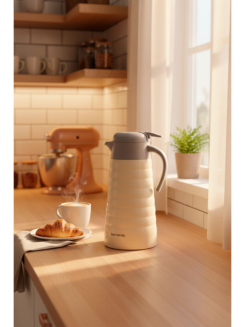 Ekru Nora 2 Litre Çelik Termos Krem