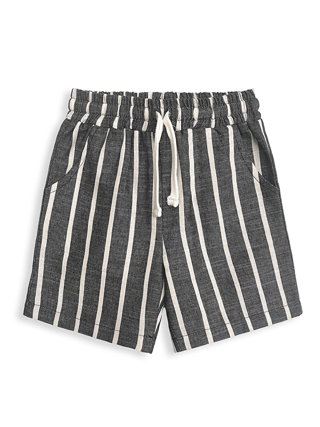 Erkek Çocuk Takım Croco Siyah T-Shirt Ve Çizgili Keten Görünümlü Yazlık Şort-7