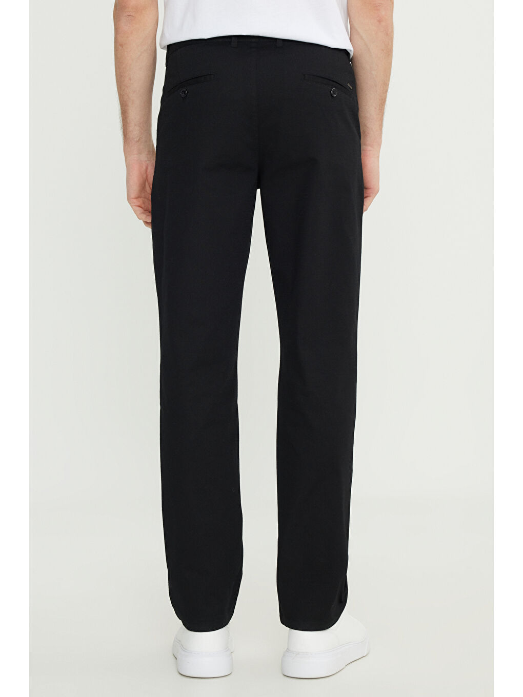 Erkek Siyah Comfort Fit Rahat Kesim Pamuklu Esnek Armürlü Yan Cep Pantolon-4