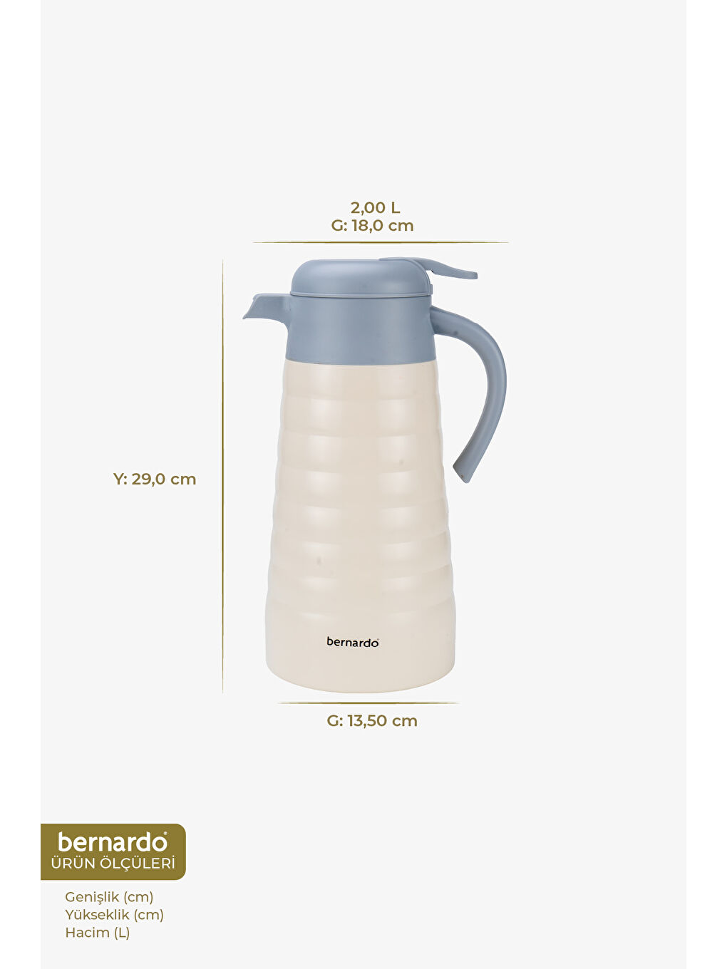 Ekru Nora 2 Litre Çelik Termos Krem-1