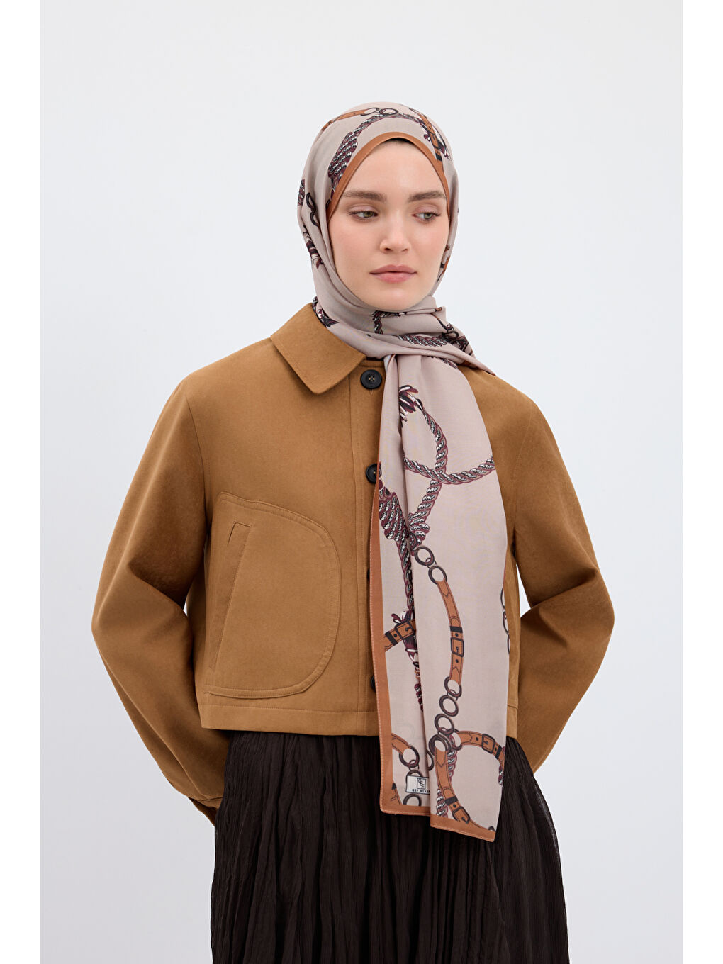 Gri Pamuk Twill Şal Linkage Taş-2