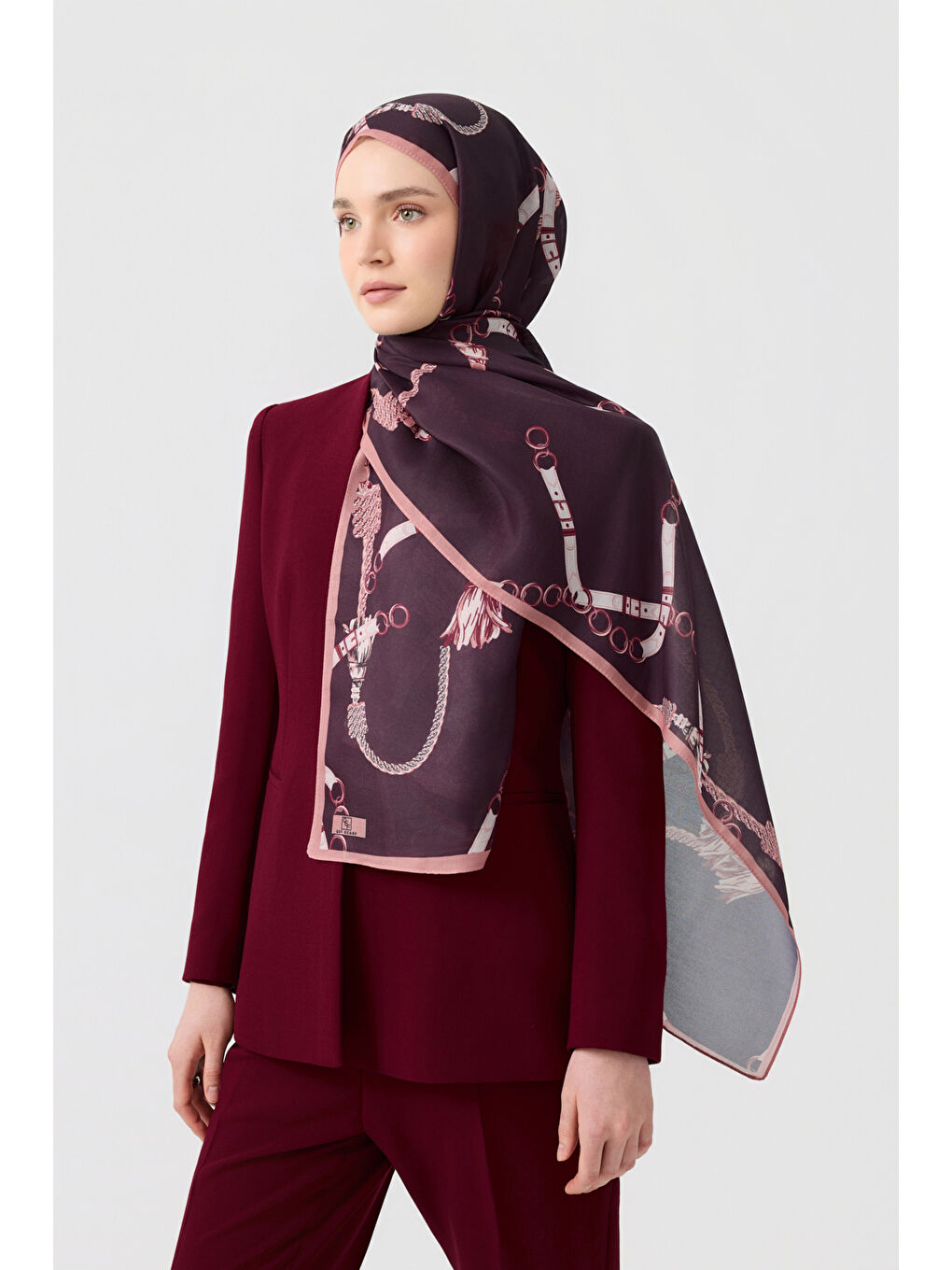 Mor Pamuk Twill Şal Linkage Mürdüm Eriği