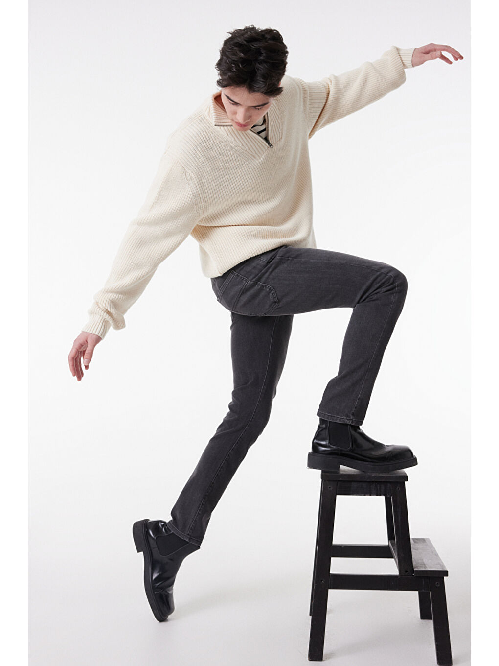 Kansas Slim Fit Normal Bel Antrasit Esnek Jean Pantolon-1