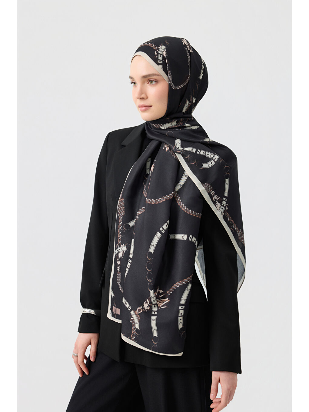 Pamuk Twill Şal Linkage Siyah-2
