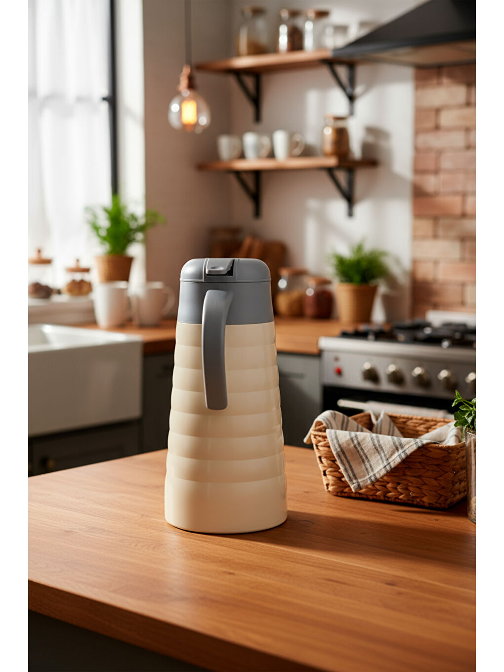 Ekru Nora 2 Litre Çelik Termos Krem-4