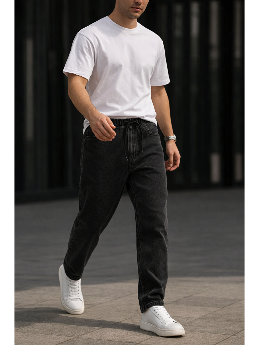 Erkek Günlük Premium Siyah Baggy Pantolon-2