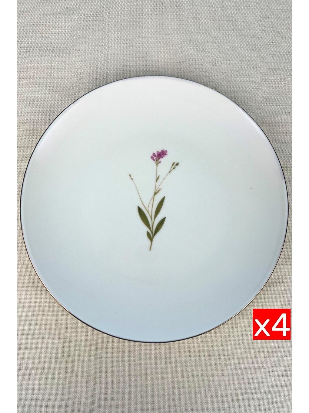 Karışık Porselen Natura Çuha Altın Yaldız Servis Tabağı 24,50cm 4 lü