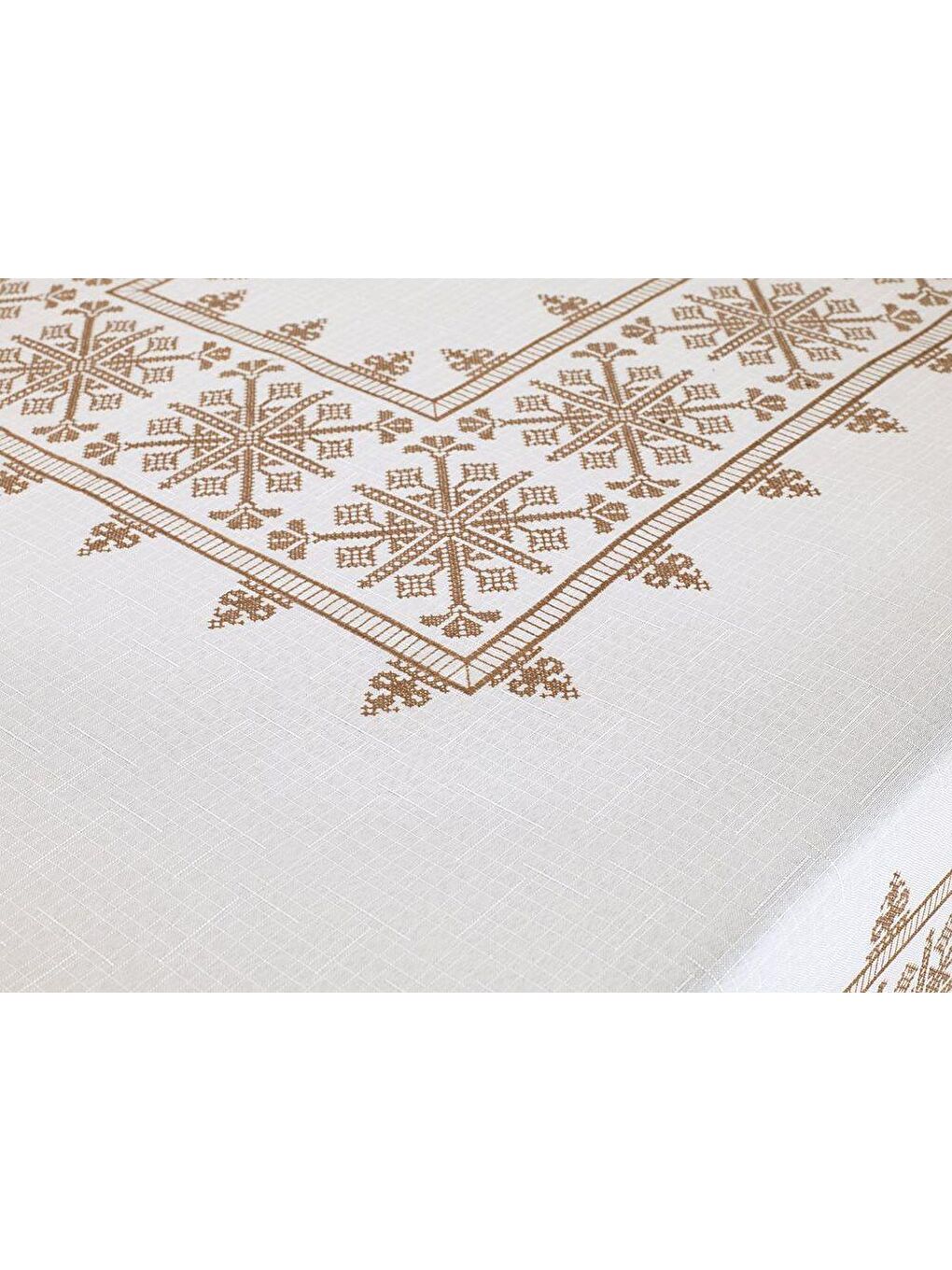 Sarı Kanaviçe Baskılı Sultan Masa Örtüsü Gold 160x300 Cm-1