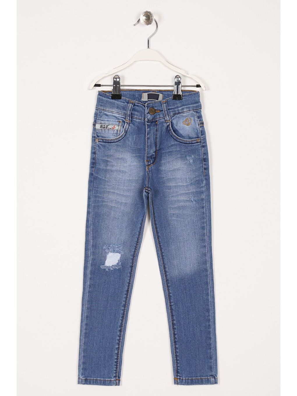 Elastanlı Mavi Renk Erkek Çocuk Pantolon