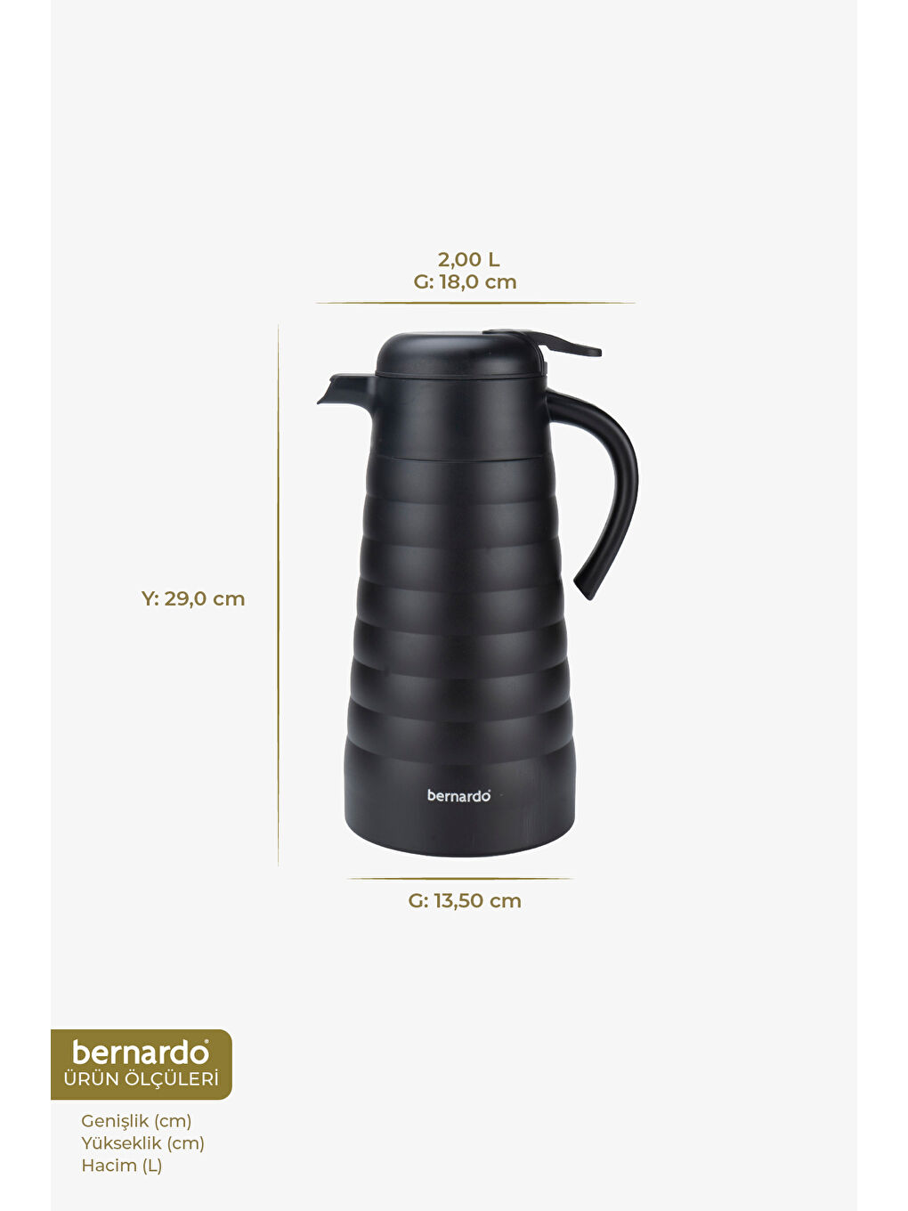 Nora 2 Litre Çelik Termos Siyah-1