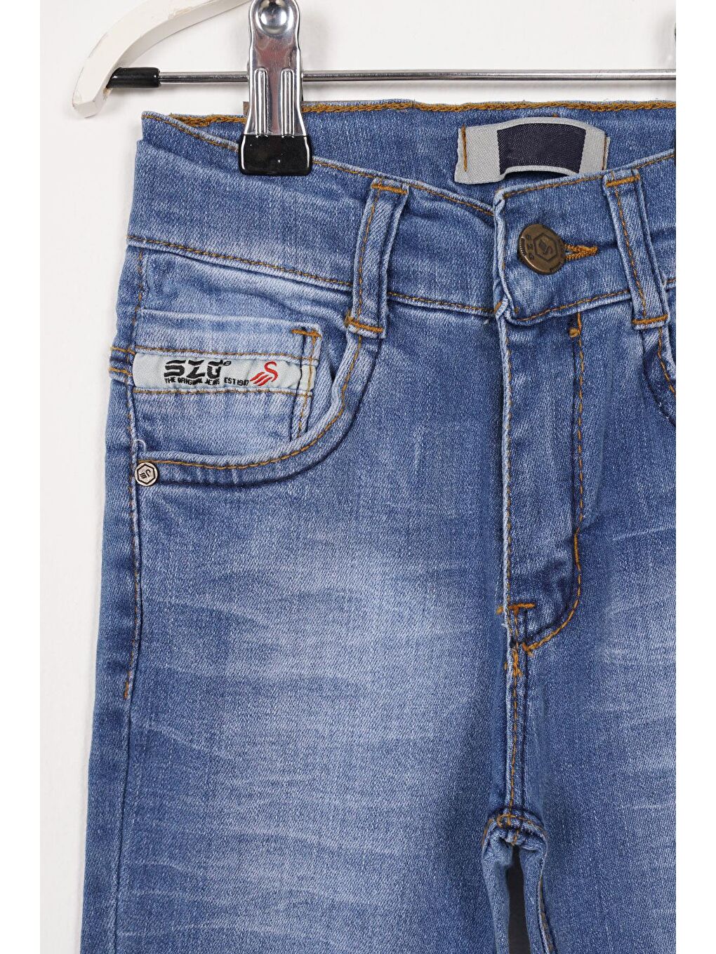 Elastanlı Mavi Renk Erkek Çocuk Pantolon-2