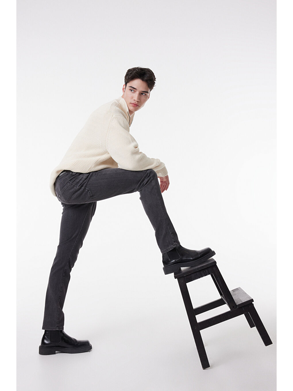 Kansas Slim Fit Normal Bel Antrasit Esnek Jean Pantolon-3