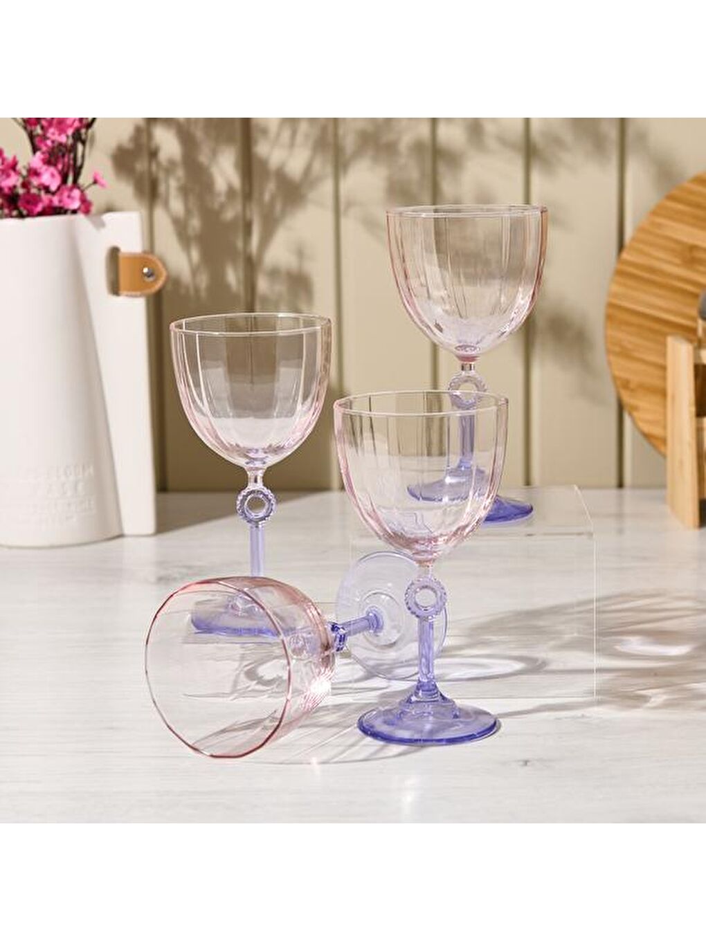 RAKLE Karişik Elite 4'lü Ayaklı Bardak - Mor - 270 ml