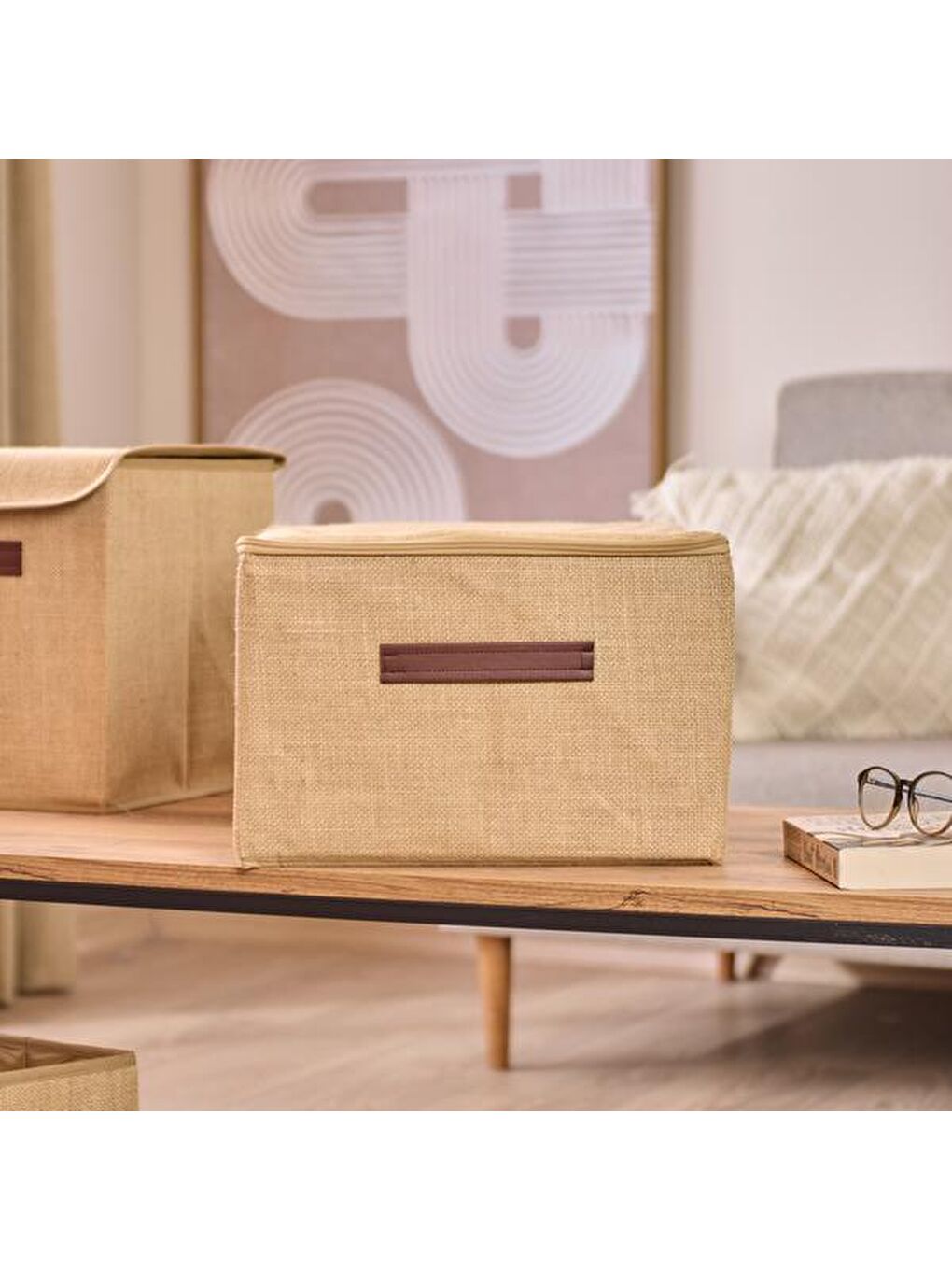 Jüt Destekli Hurç - Bej - 23x42x35 cm-5