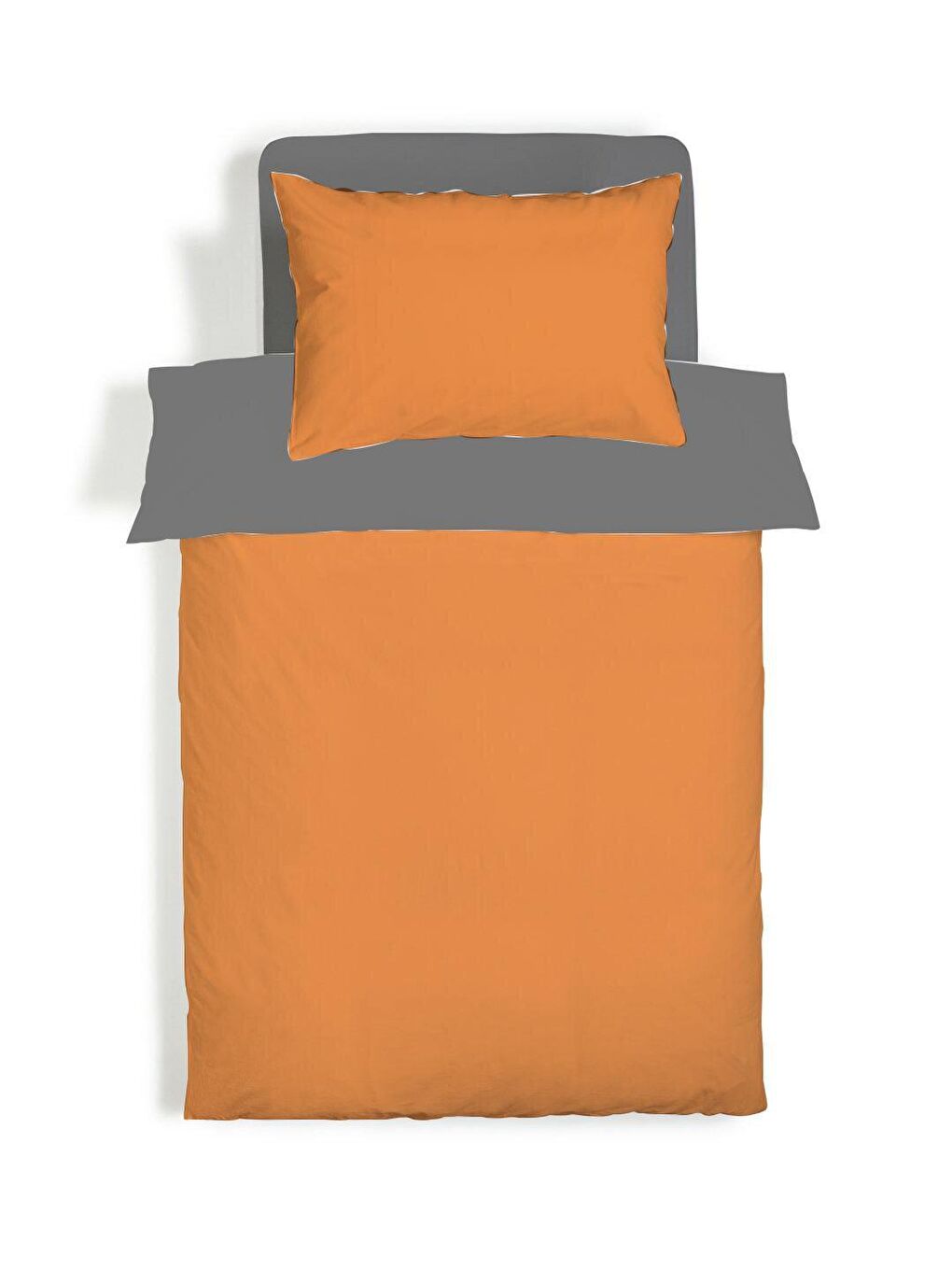 Karışık Çift Taraflı Düz Turuncu Çarşafsız Takım Tek Kişilik Nevresim Takımı 160x220 Cm-1