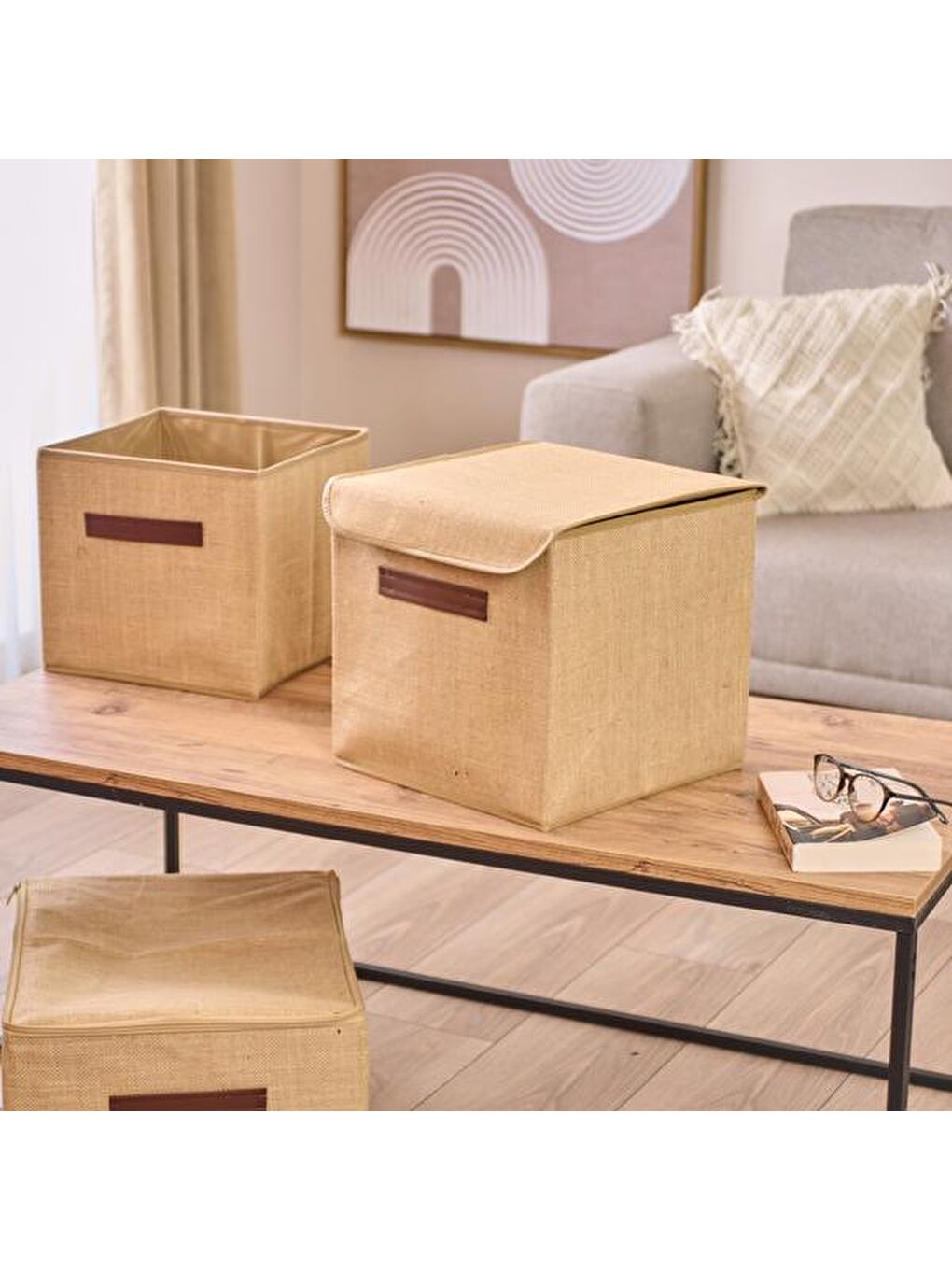 Jüt Destekli Hurç - Bej - 23x42x35 cm-6