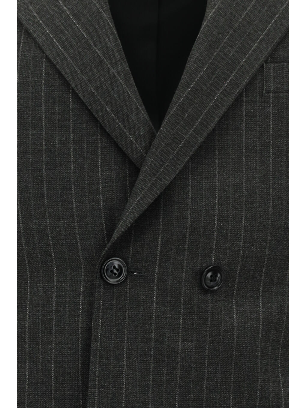 Gri Slim Fit Dar Kesim Çizgili Kruvaze Takım Elbise-3