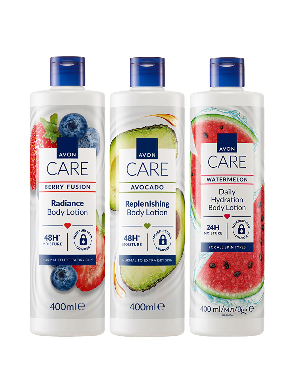 Avokado Karpuz Yaban Mersini ve Çilek Özü İçeren Vücut Losyonu Paketi