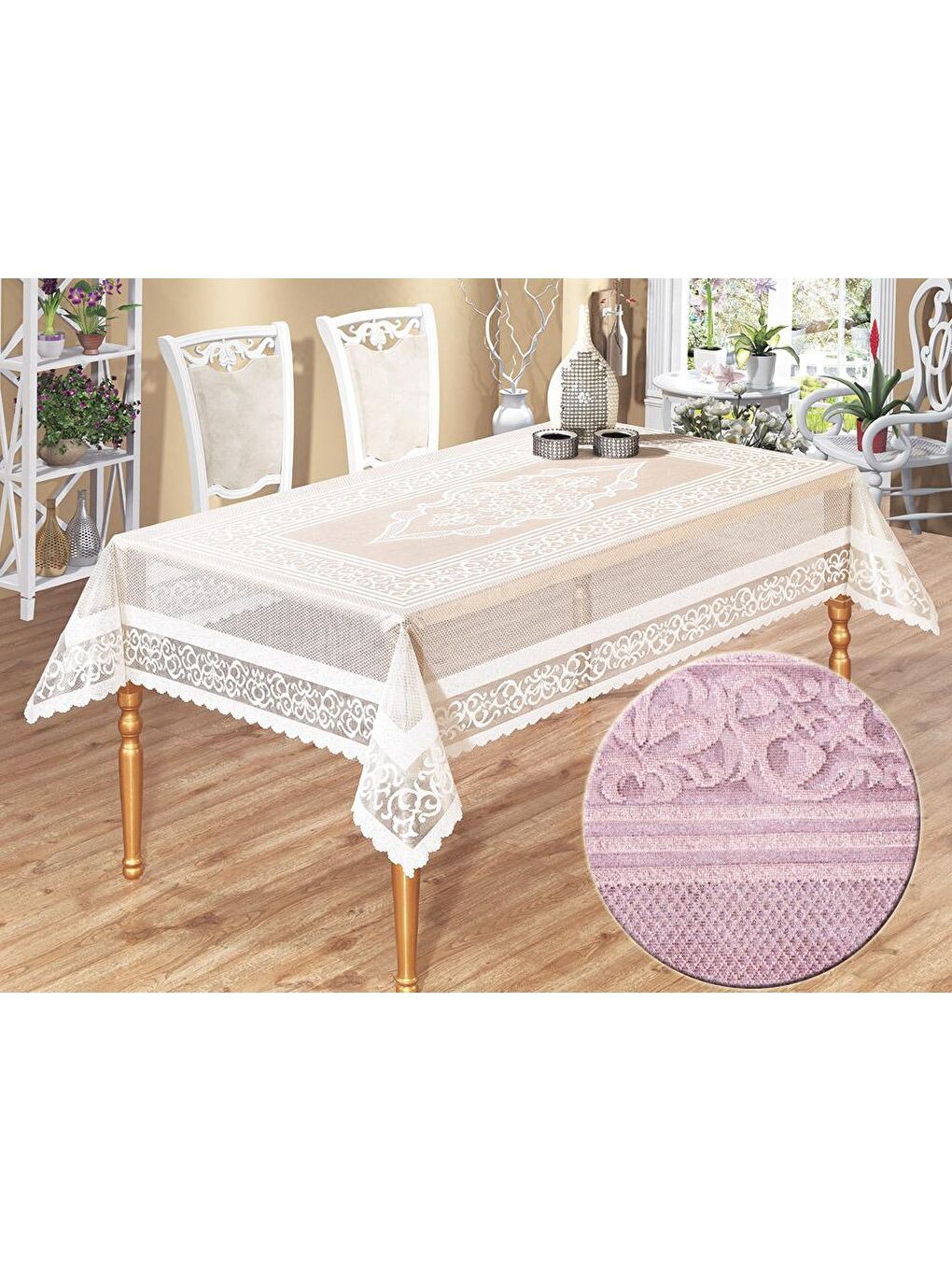 Venessi Örme Pano Desenli Masa Örtüsü Lila
