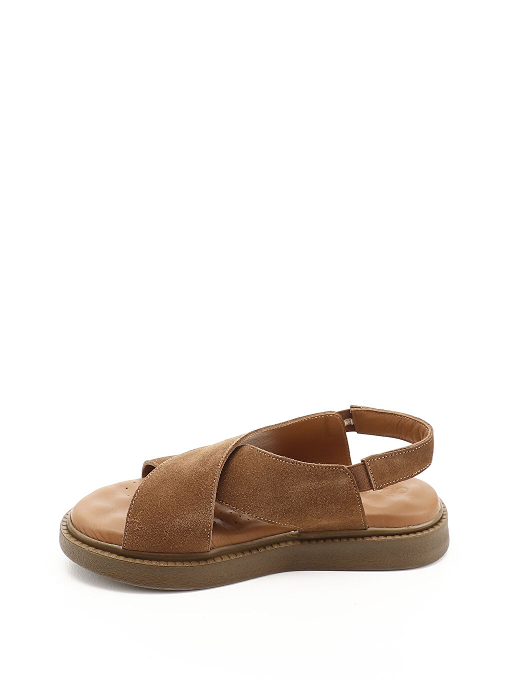 Kahverengi Kadın TABA KAHVE MEL. Çapraz Bantlı Hakiki Deri Comfort Sandalet-2