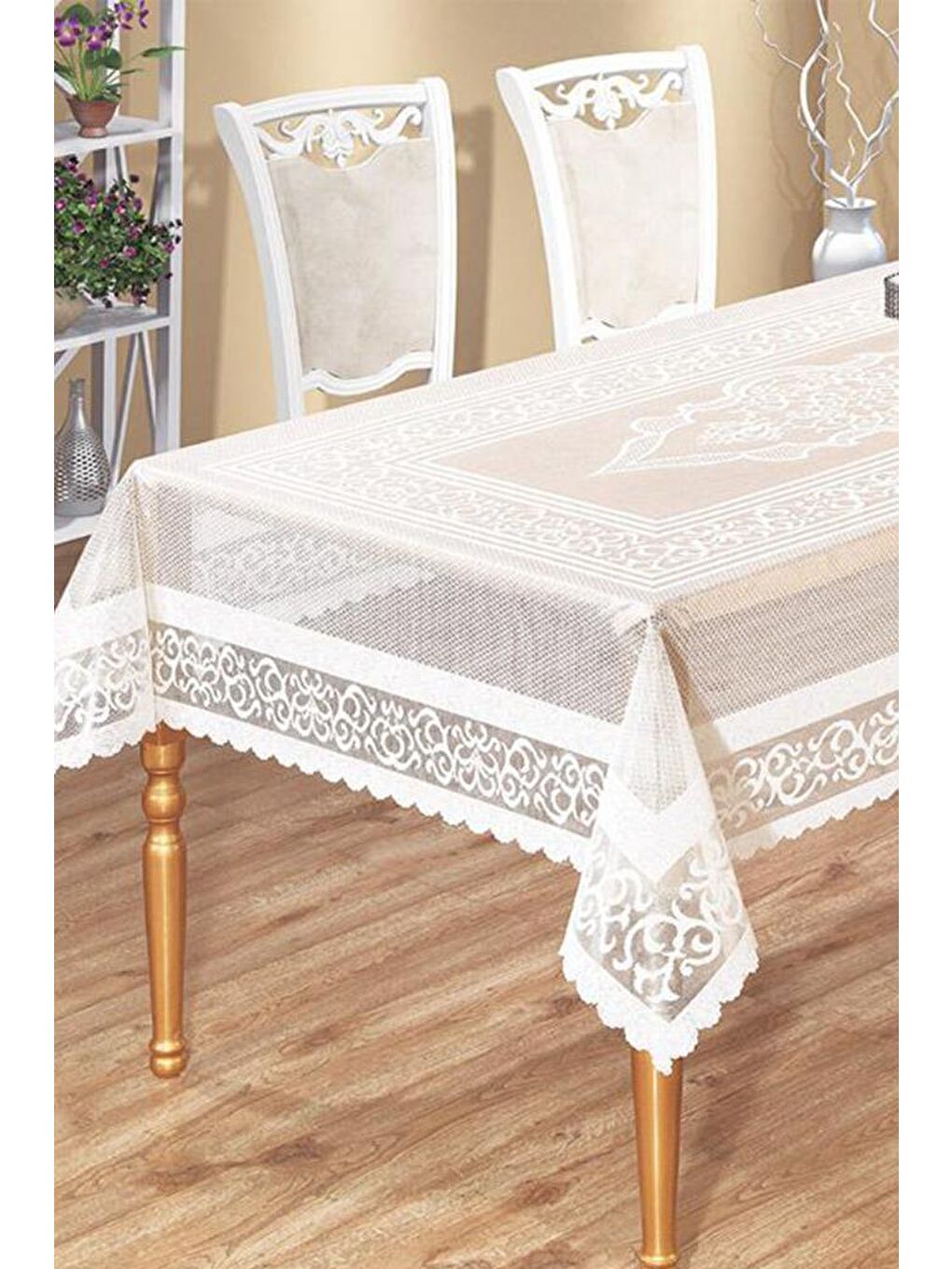 Venessi Örme Pano Desenli Masa Örtüsü Lila-1