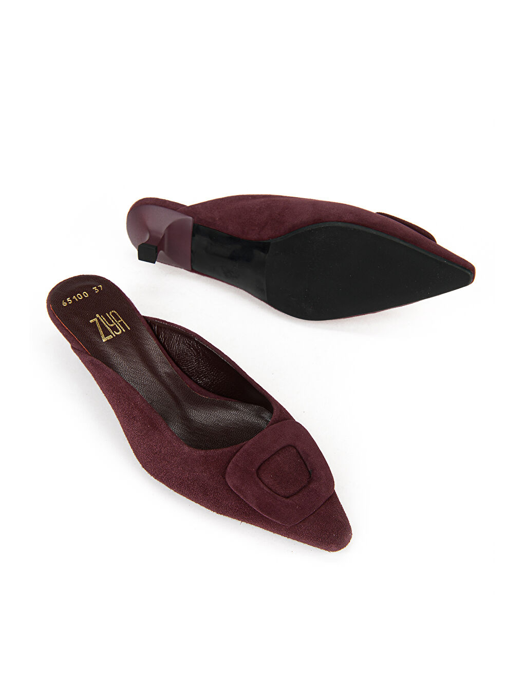 Kadın Hakiki Deri Topuklu Terlik 1611059Z65100 Bordo-3