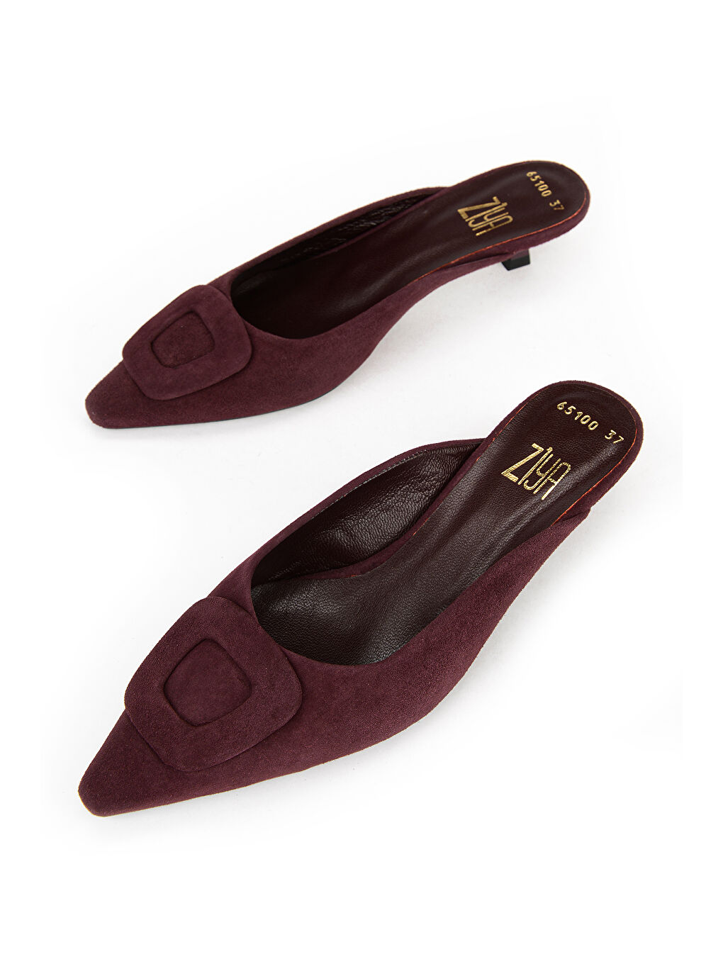 Kadın Hakiki Deri Topuklu Terlik 1611059Z65100 Bordo-4