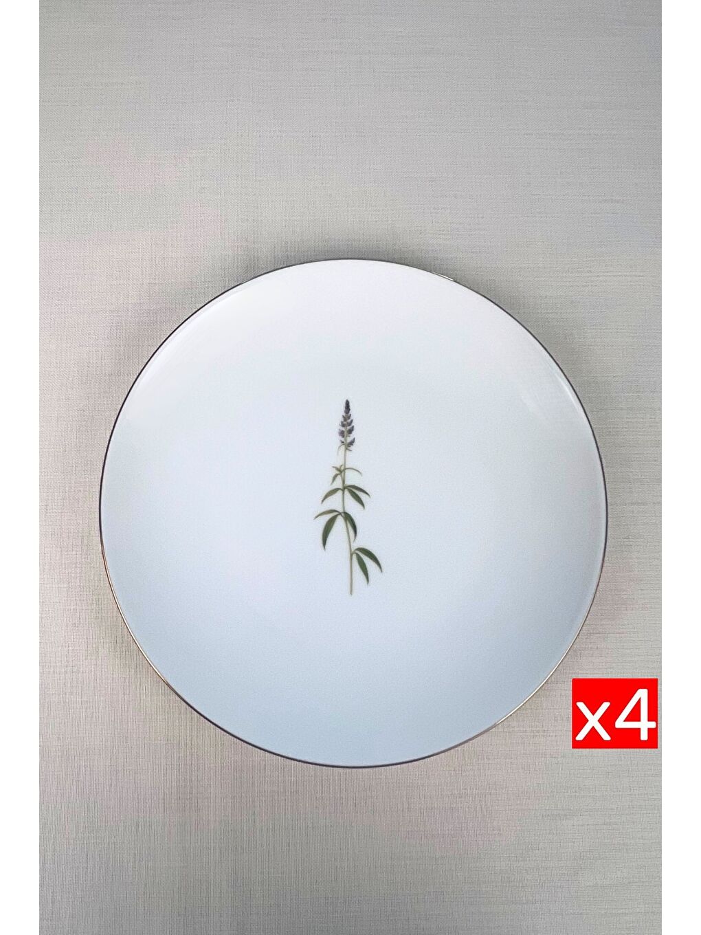 Karışık Porselen Natura Salkım Altın Yaldız Servis Tabağı 24,50cm 4 lü