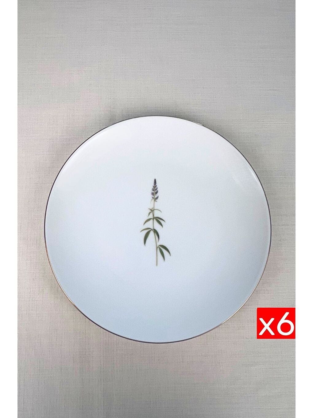 Karışık Porselen Natura Salkım Altın Yaldız Servis Tabağı 24,50cm 6 lı