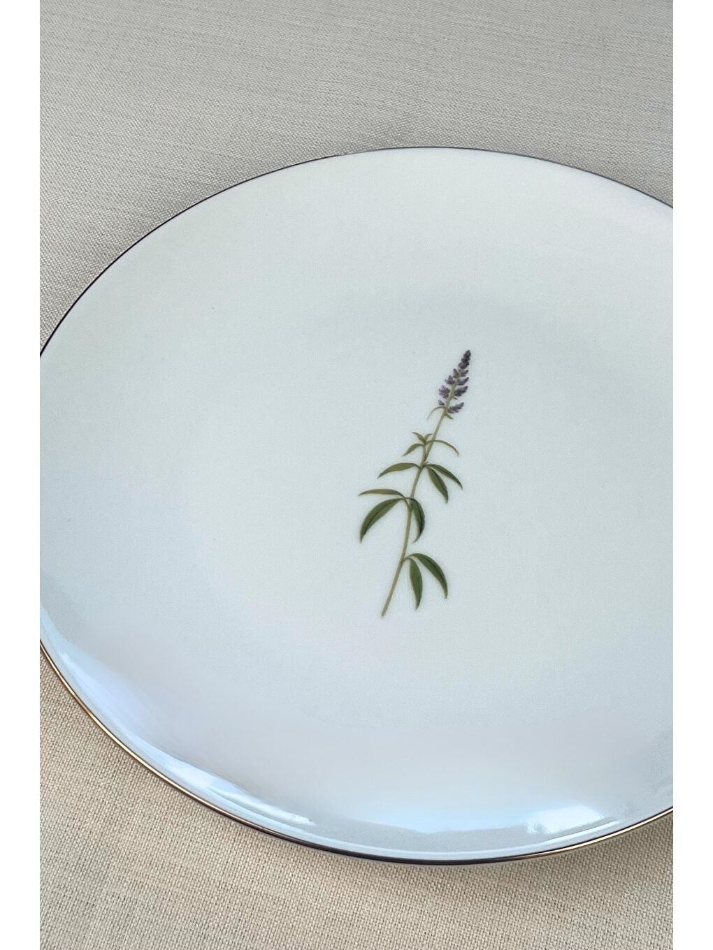 Karışık Porselen Natura Salkım Altın Yaldız Servis Tabağı 24,50cm 6 lı-1